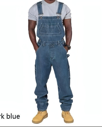 RuggedForm™ – Men's Loose-Fit Denim Utility Overalls