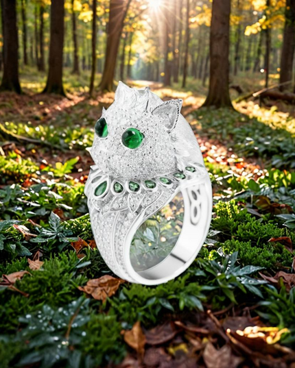 LuxeJewels™ - EmeraldWhisker – Sterling Designer Ring