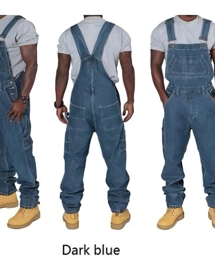 RuggedForm™ – Men's Loose-Fit Denim Utility Overalls