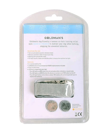 Goldman's No-Bark Training Dog Collar Friendly and Humane - Size Large