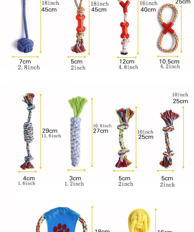 Fast Shipping 10 pcs Assorted Braided Cotton Rope dog Chew toys