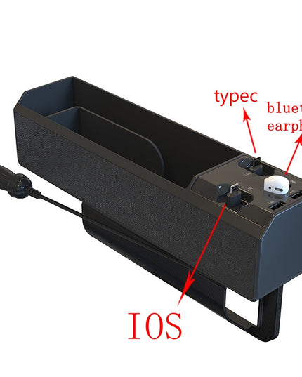 Car Seat Side Organizer with Charger Cable Car Seat Gap Storage Box