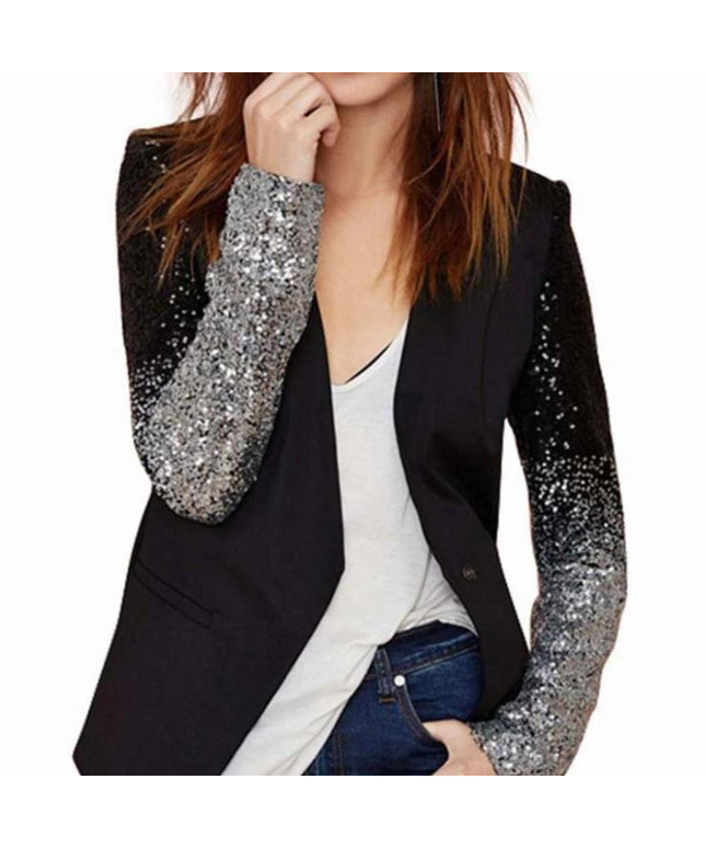 Womens Blazer with Sequins Sleeve