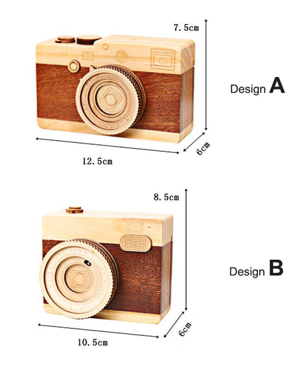 Wood Camera Music Box
