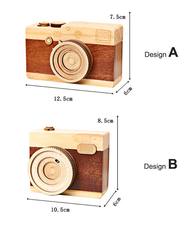 Wood Camera Music Box