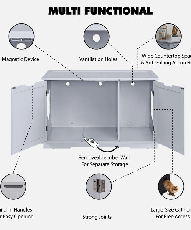 X-Large Cat Washroom Bench Litter Box Enclosure Furniture Box House