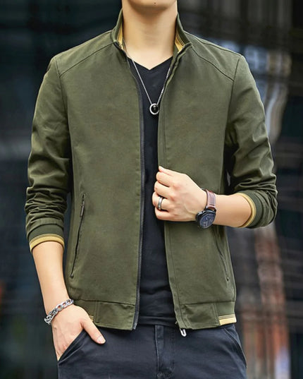 Mens Stand Collar Zipped Up Jacket