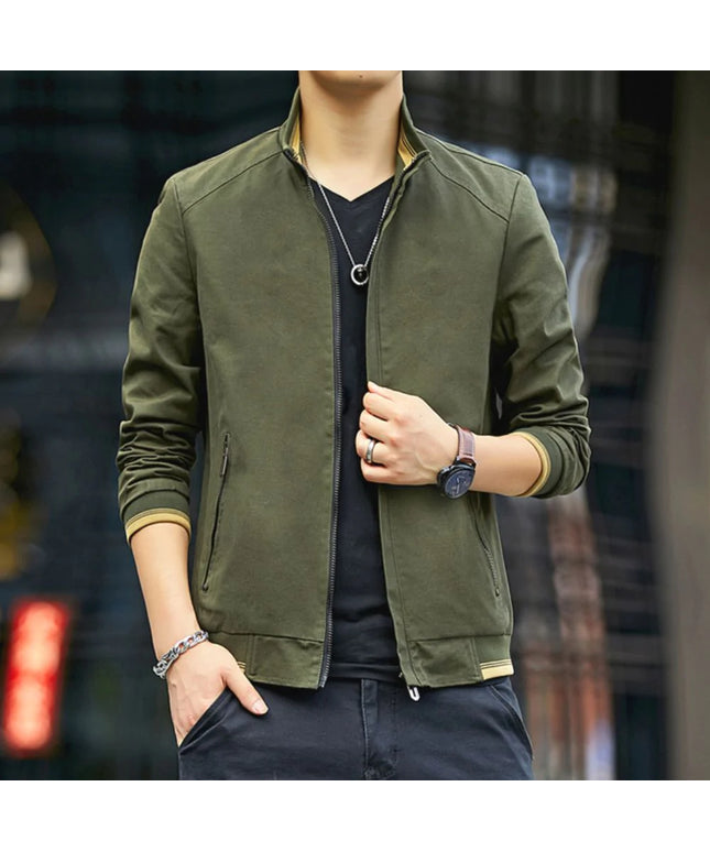 Mens Stand Collar Zipped Up Jacket