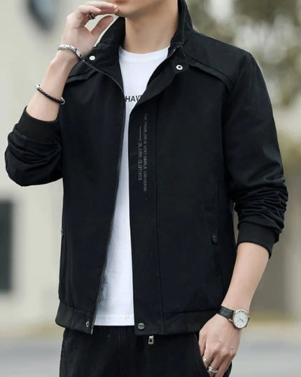 Mens Stand Collar Zipped Up Jacket