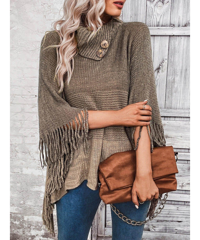 Sweater Lapel Pullover Gradient Women