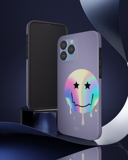 Happy Face with Stars Tough Case for iPhone with Wireless Charging
