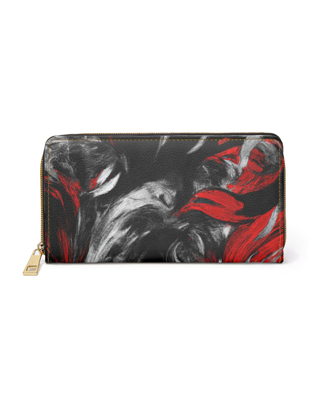 Decorative Black Red White Abstract Seamless Pattern Womens Zipper