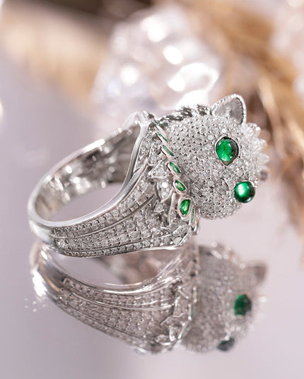 LuxeJewels™ - EmeraldWhisker – Sterling Designer Ring