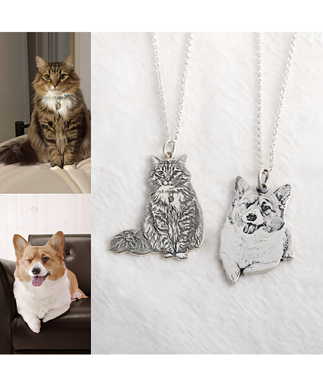 925 Silver Custom Cat And Dog Animal Photo Necklace