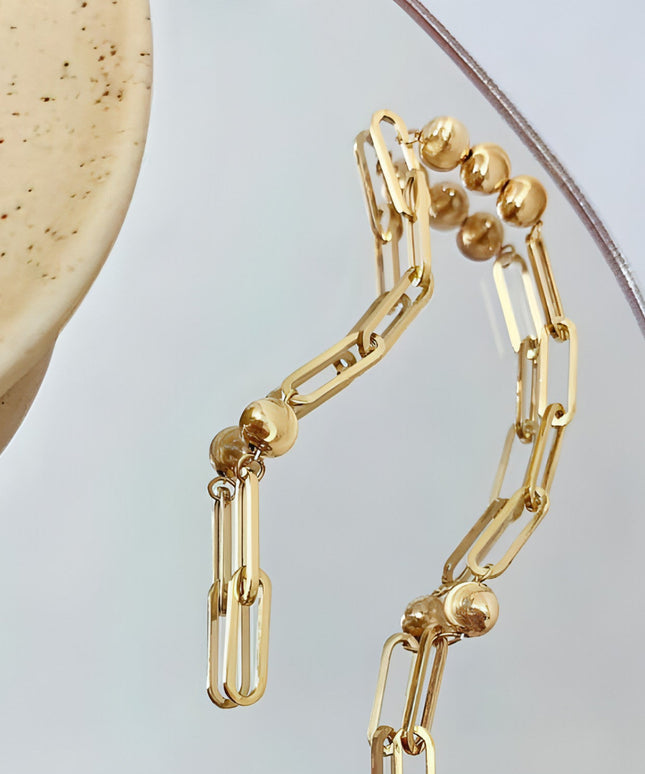18K Gold Cat Eyeball Checker Handmade Thick Bracelet