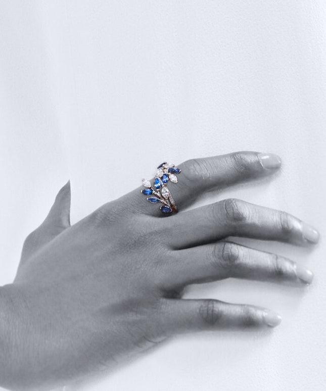 High Carbon Diamond Flower Cluster Vine Surround Ring