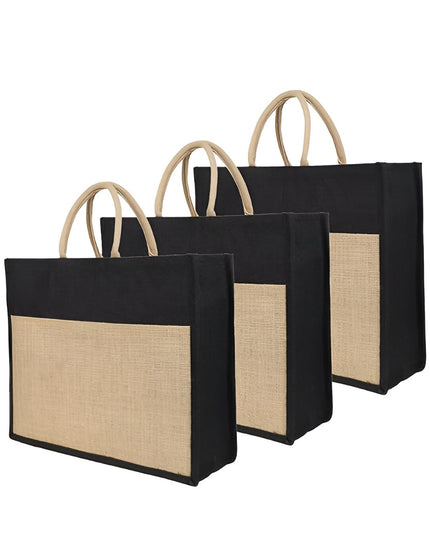 STH JUTE Natural Large Jute Jhola Bag with Zip Closure & Thick Handles