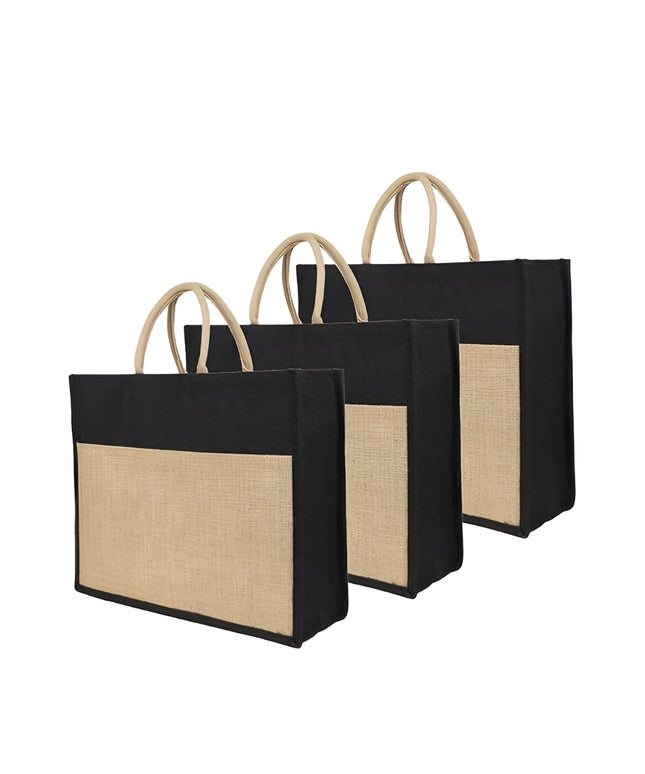 STH JUTE Natural Large Jute Jhola Bag with Zip Closure & Thick Handles