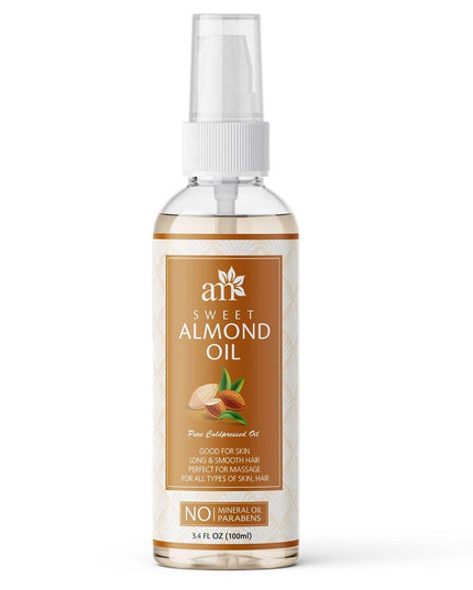 100% Pure Cold Pressed Sweet Almond Oil For Massage, Skin, Under Eye &