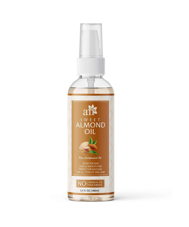 100% Pure Cold Pressed Sweet Almond Oil For Massage, Skin, Under Eye &