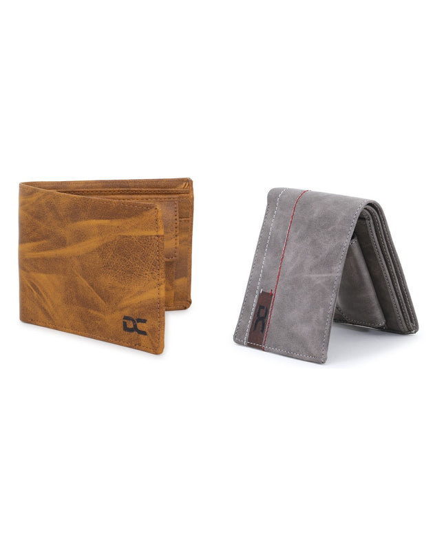Men's Stylish Bi-Fold, Textured PU Leather, Latest Slim Wallets (Grey