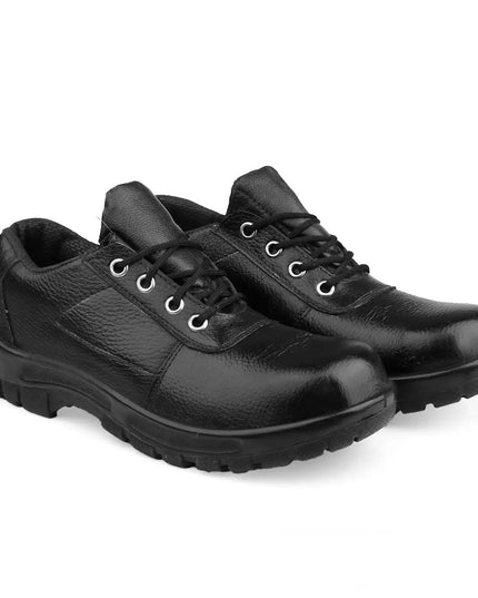 SAFETY PLUS Pure Leather Black Formal Shoes for Men – Stylish &