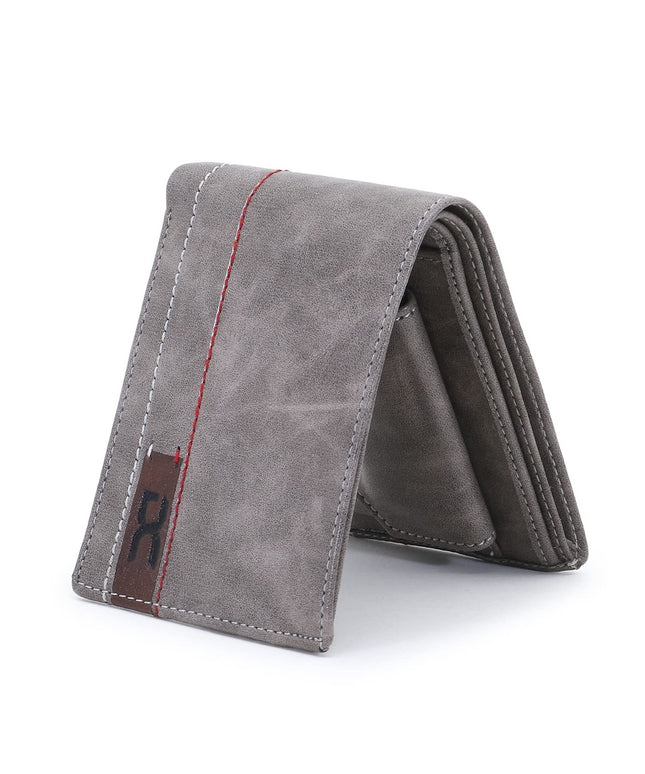 Men's Stylish Bi-Fold, Textured PU Leather, Latest Slim Wallets (Grey)