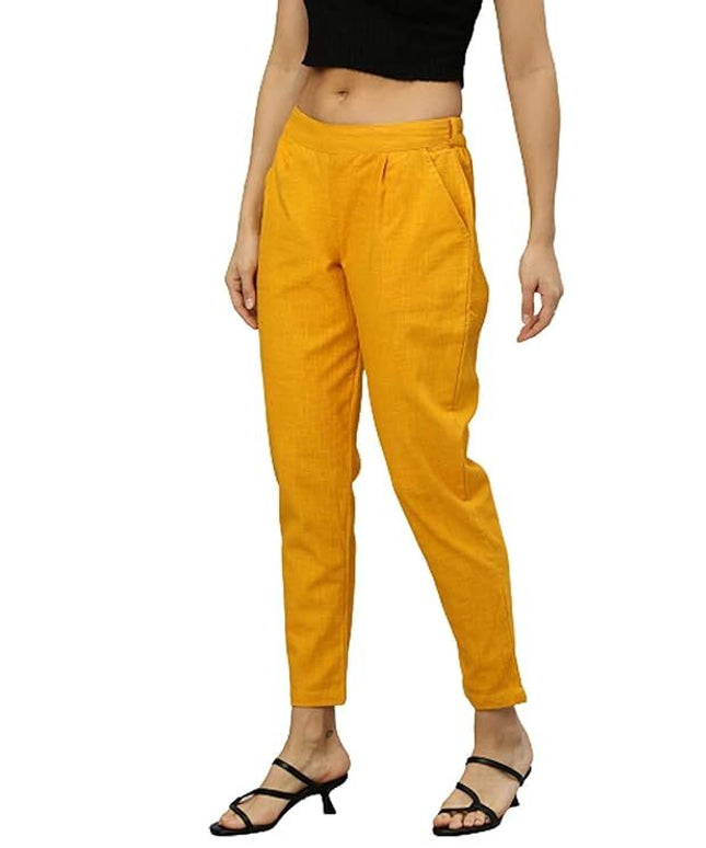USHMAA Women’s Comfortable Pants with Front Waistband, Back Elastic &