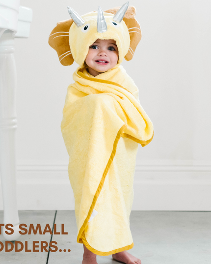 Toddler Hooded Towel Yellow Dinosaur