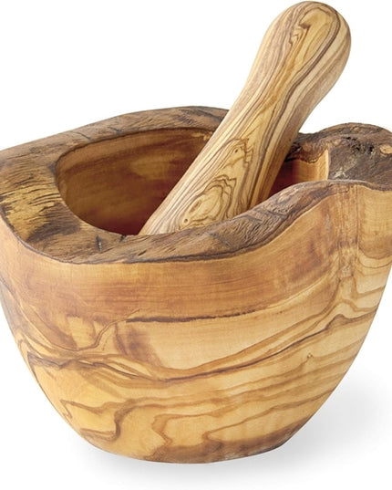 Olive Wood Rustic Mortar and Pestle