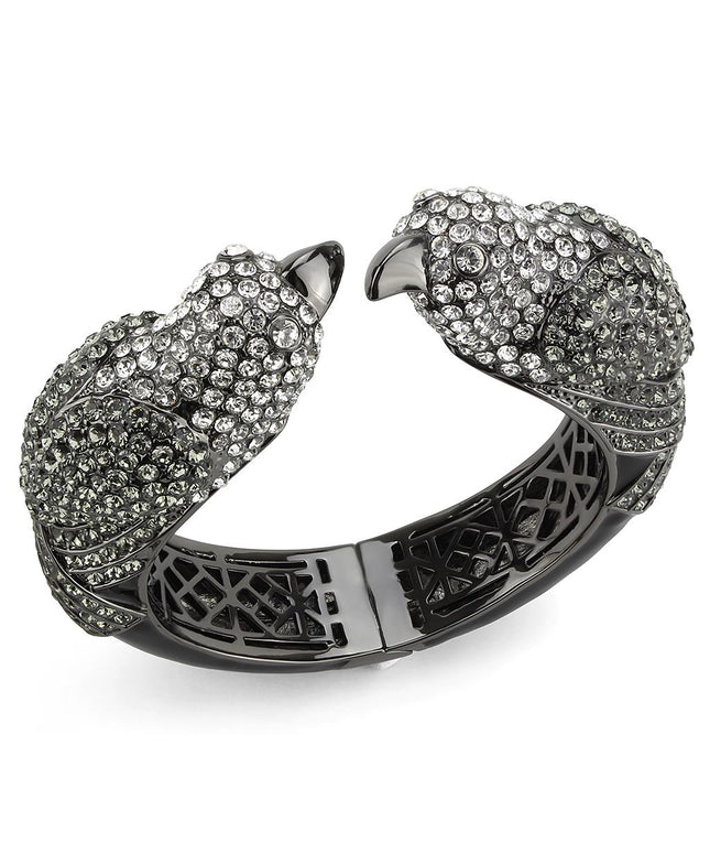 LO4333 - Ruthenium Brass Bangle with Top Grade Crystal  in Multi Color