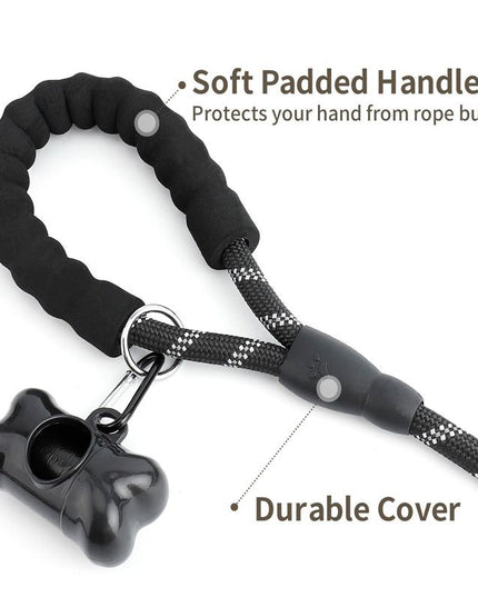 5 FT Leash With Comfortable Padded Handle and Reflective Threads