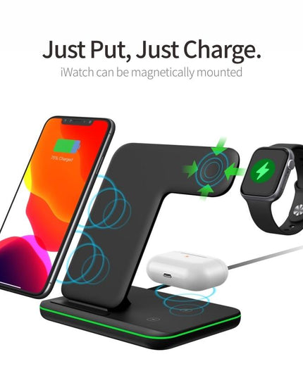 Ninja 15W 3 in 1 Fast Wireless Charging Station for Mobile Phones