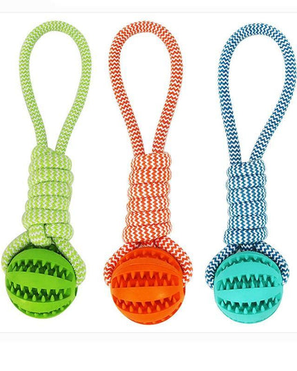 Durable Rubber Ball Chew Toy with Cotton Rope