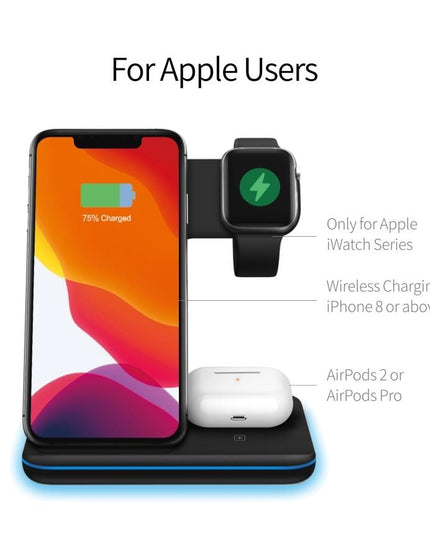 Ninja 15W 3 in 1 Fast Wireless Charging Station for Mobile Phones