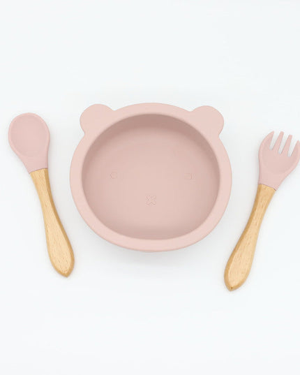 Baby Bear Shape Food Training Silicone Bowl With Spoon Tableware