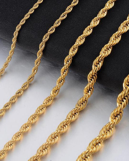 14K Yellow Gold Solid Brass Classic Korean Chain