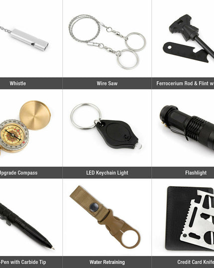 14 in 1 Outdoor Emergency Survival And Safety Gear Kit Camping