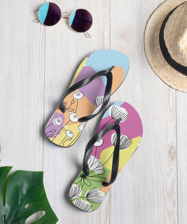 Pretty Pastel Flower Print Flip-Flops