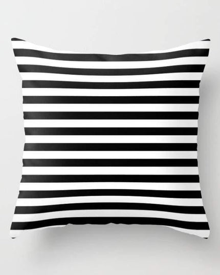Modern Black White Stripes Monochrome Pattern Pillow
