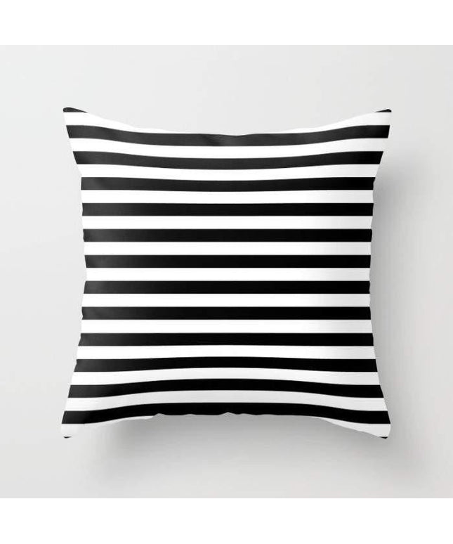 Modern Black White Stripes Monochrome Pattern Pillow