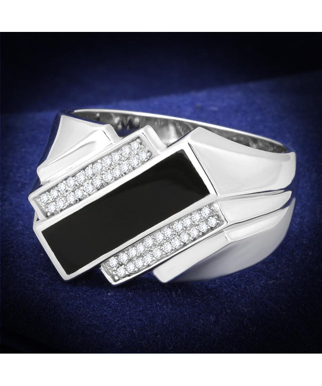 TS218 - Rhodium 925 Sterling Silver Ring with AAA Grade CZ  in Clear