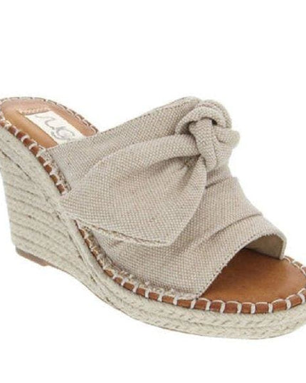 Womens Sandals - High Heel Slip-on Wedge Shoes (size 7.5)