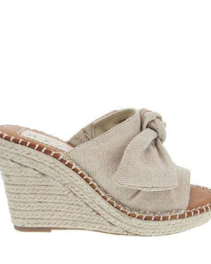 Womens Sandals - High Heel Slip-on Wedge Shoes (size 7.5)
